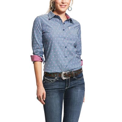 Ariat Wrinkle Resist - Overhemd Blauw Dames - 11522-468